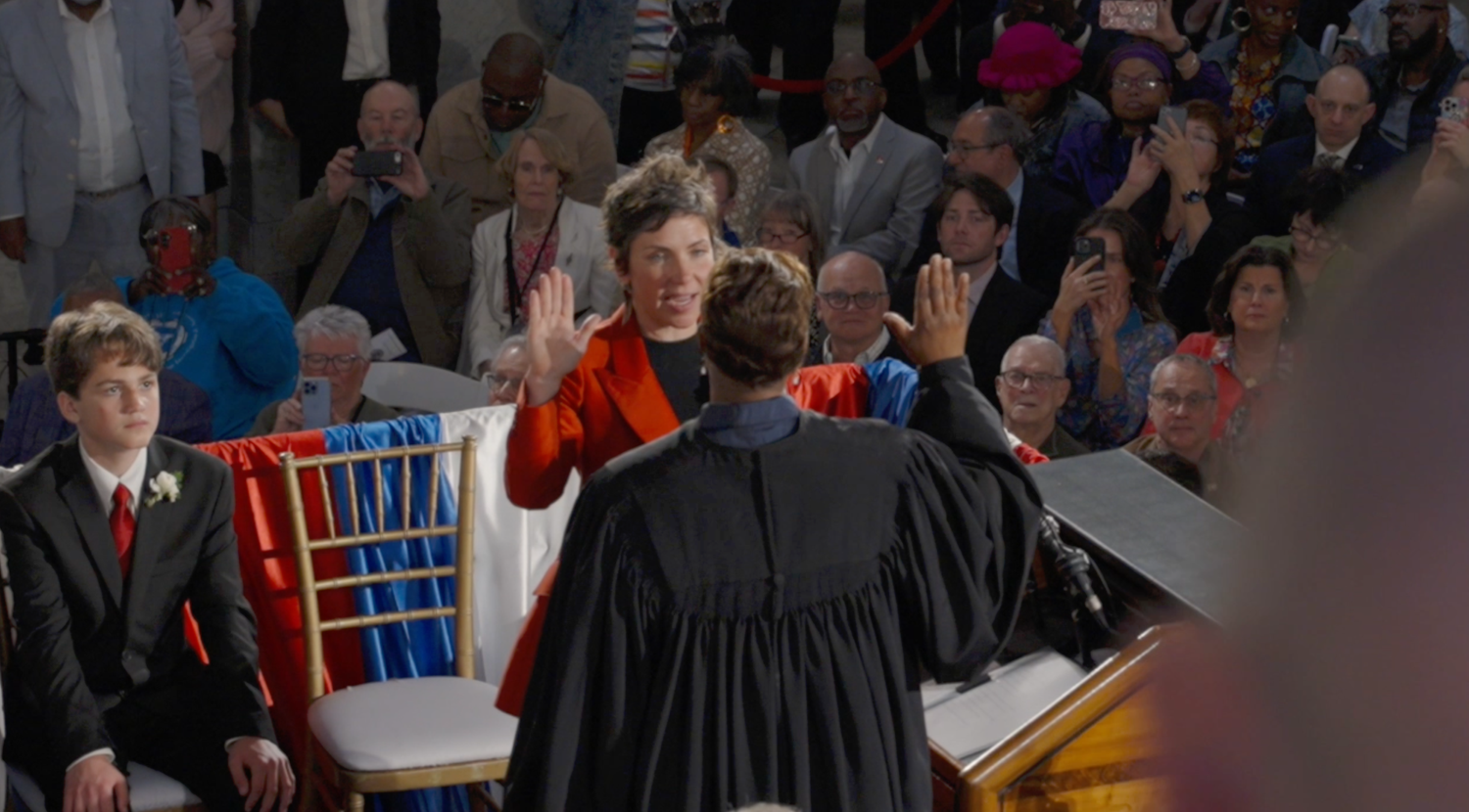 Bill Streeter filming at a St. Louis civic ceremony