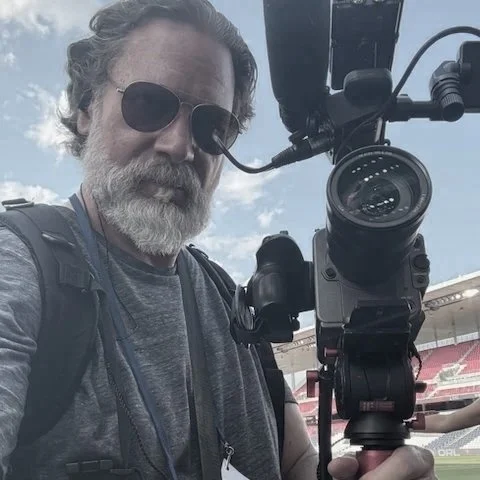 Bill Streeter filming outside Energizer Park